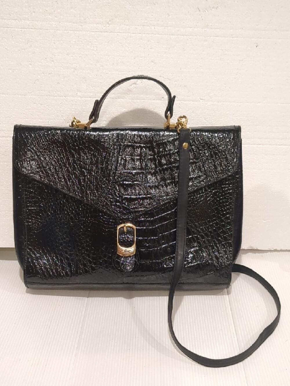 Vintage Crocodile Messenger Satchel Bag Berlin Germany